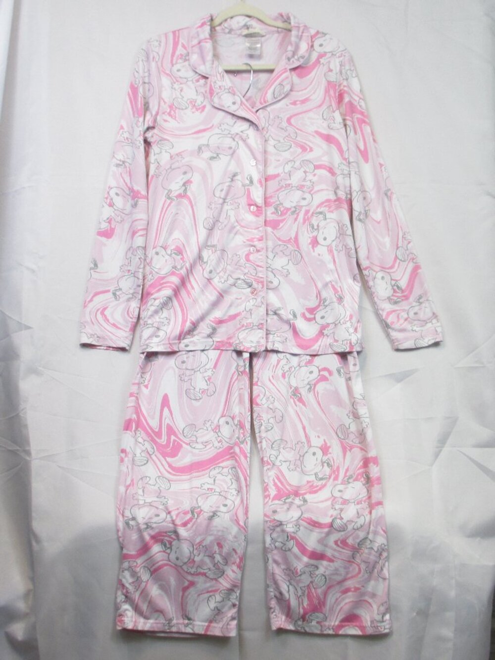 Munki Munki Pajama Set Women Size S Gray Pink Peanuts Snoopy Sleepwear